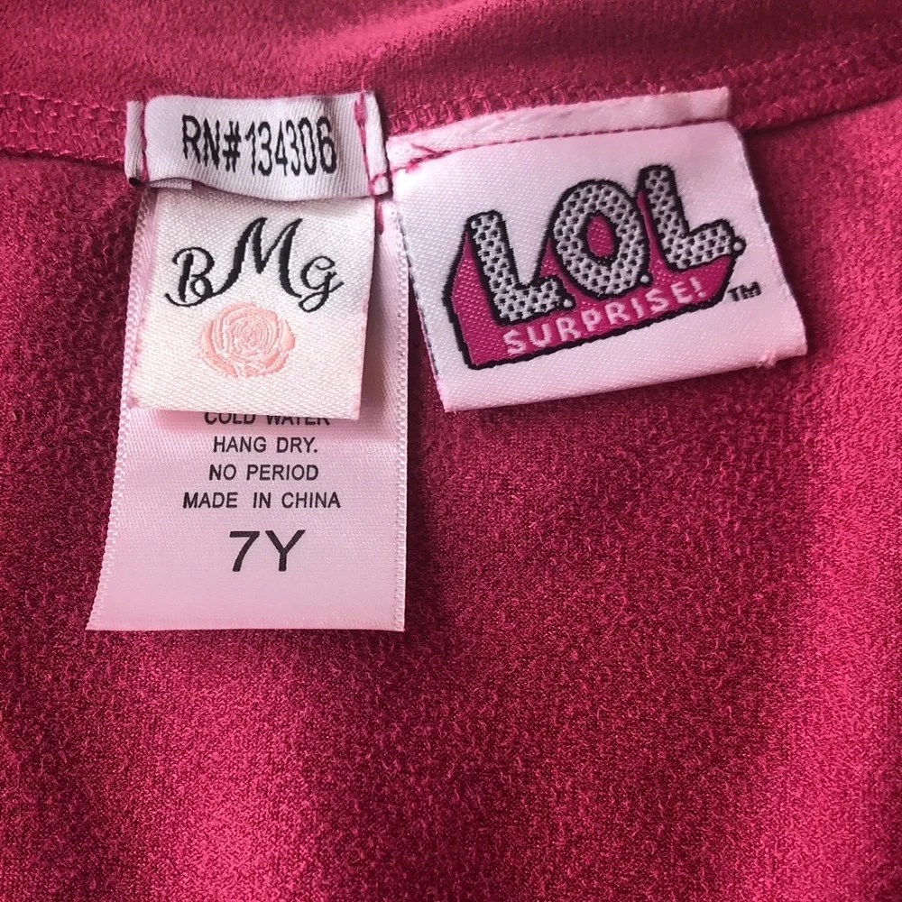 Mia Bella LOL Surprise Berry Faux Suede Soft Ruffle sleeve jacket Girls 7 EUC